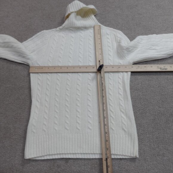 J.Crew Womens Sweater Small Ivory Solid Turtleneck Cable Knit Merino Wool Blend - Picture 4 of 9